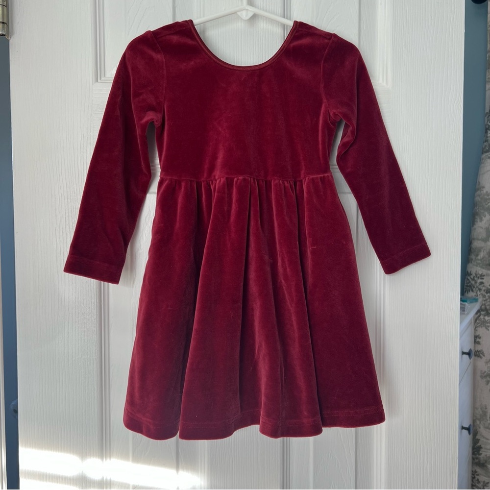 Hanna Andersson Burgundy Velour Kids Dress
